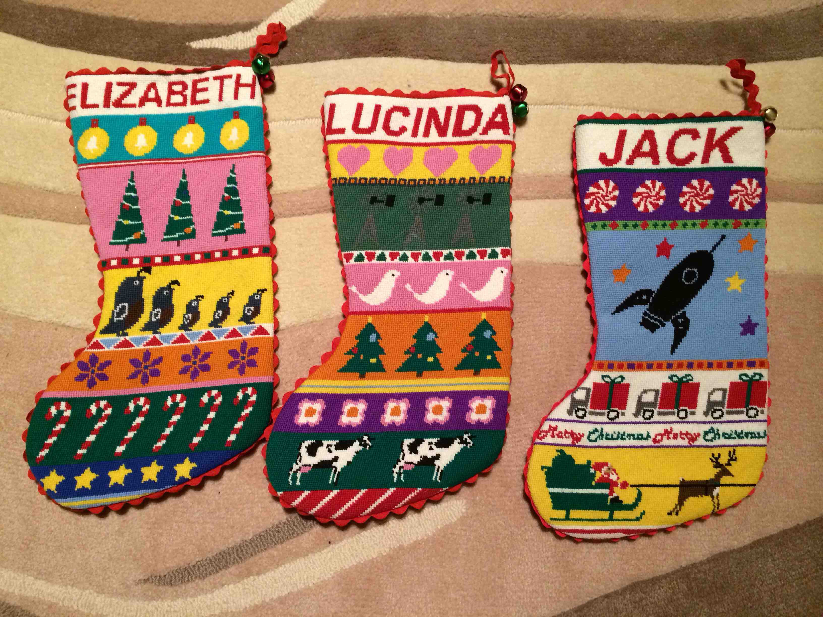 Vintage Needlepoint Christmas Stockings