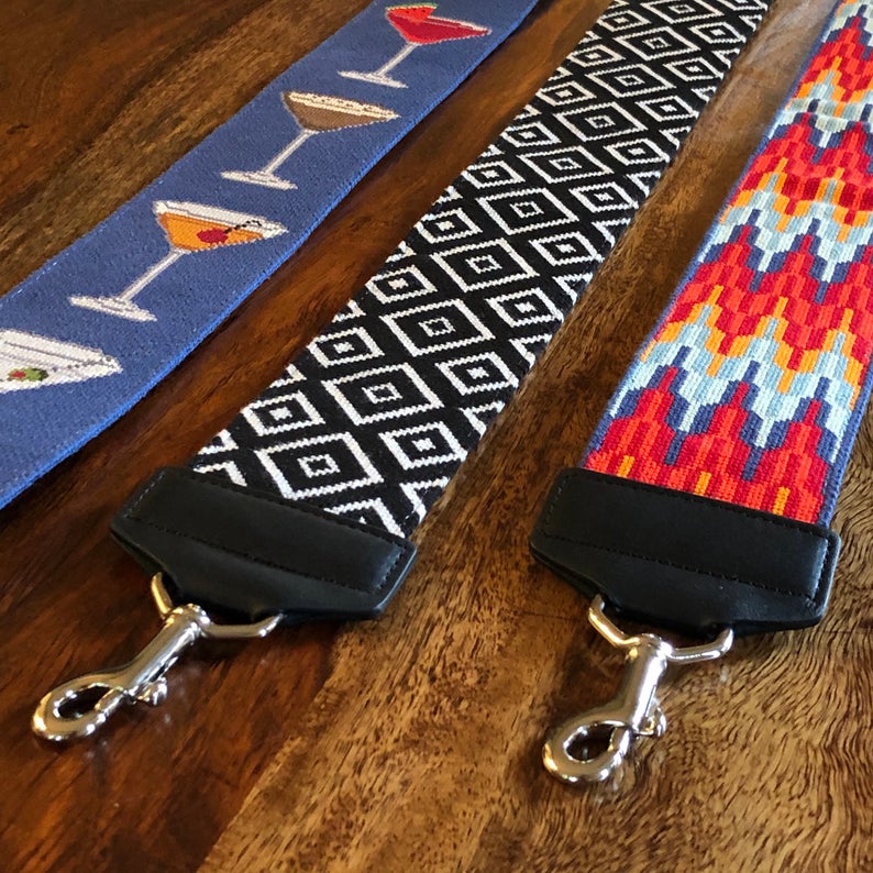 Leather, Needlepoint Keychain - Bordered Initial Keychain